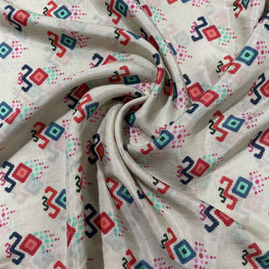 Golden Abstract Print Muslin Fabric