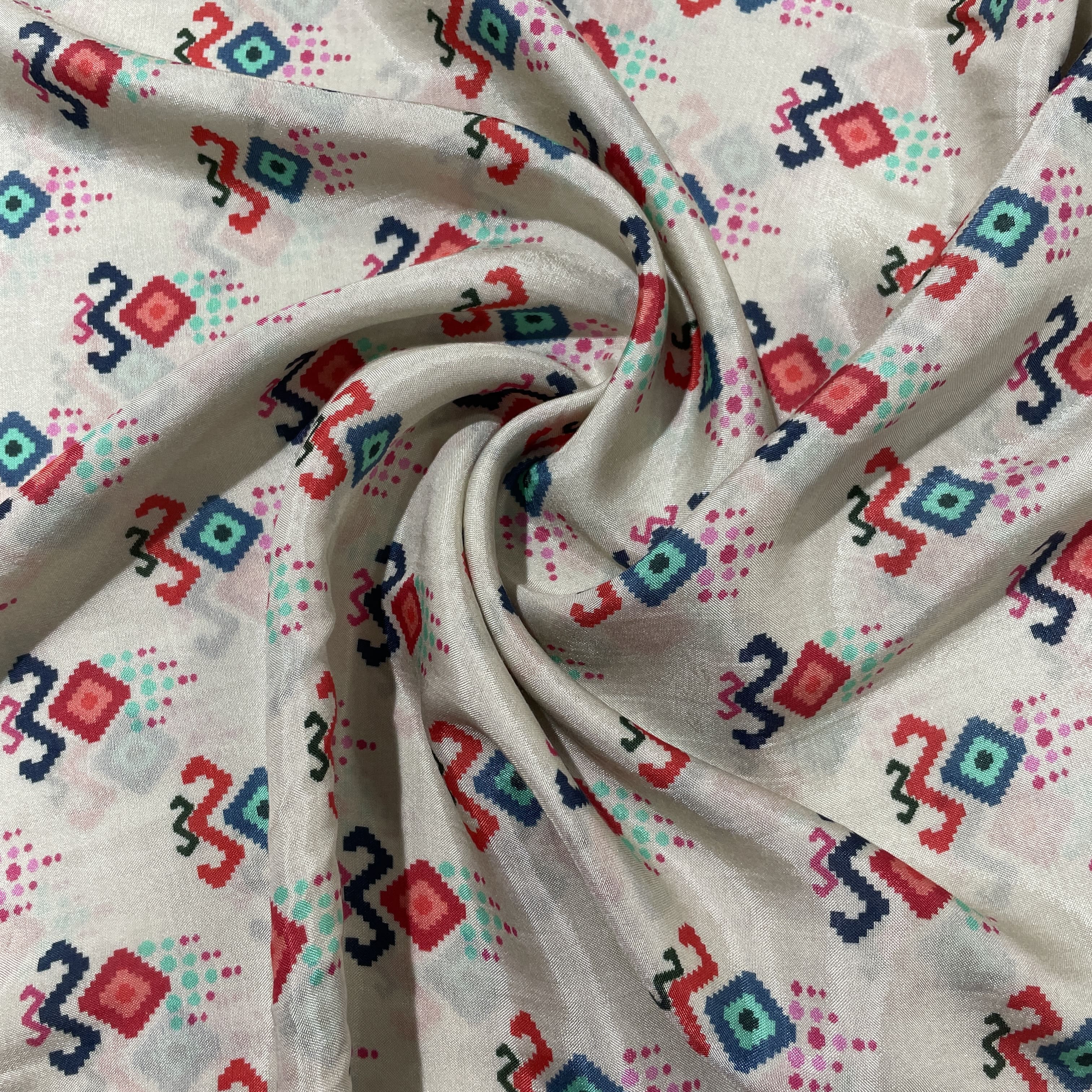 Golden Abstract Print Muslin Fabric