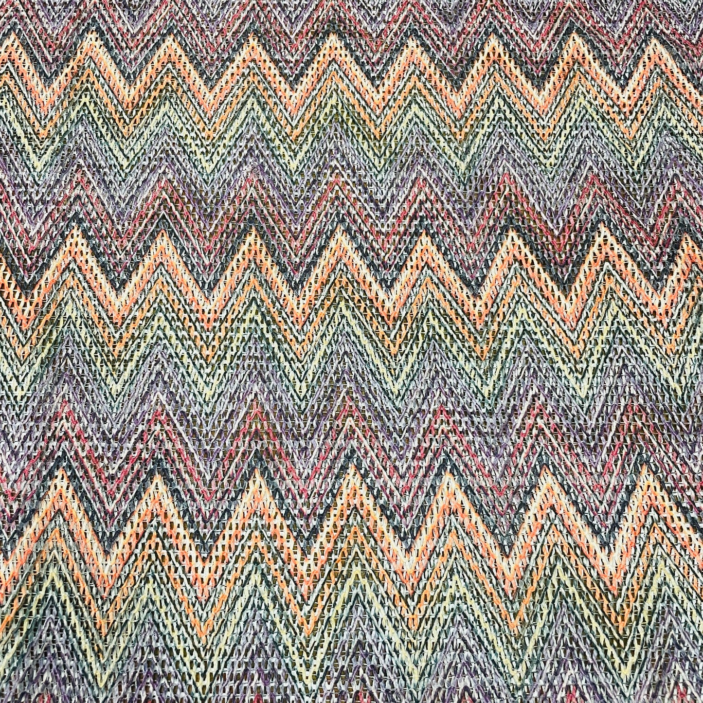 Premium  Multicolor Chevron Print Cotton Crochet Fabric