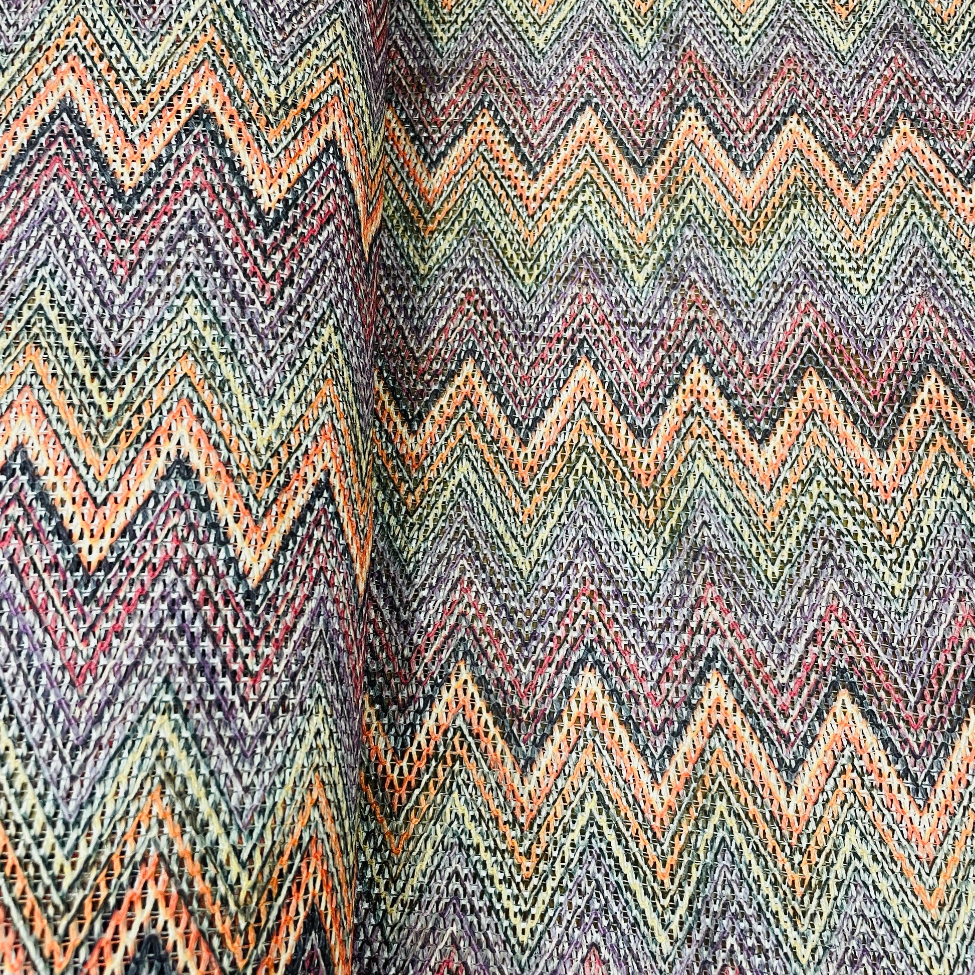 Premium  Multicolor Chevron Print Cotton Crochet Fabric