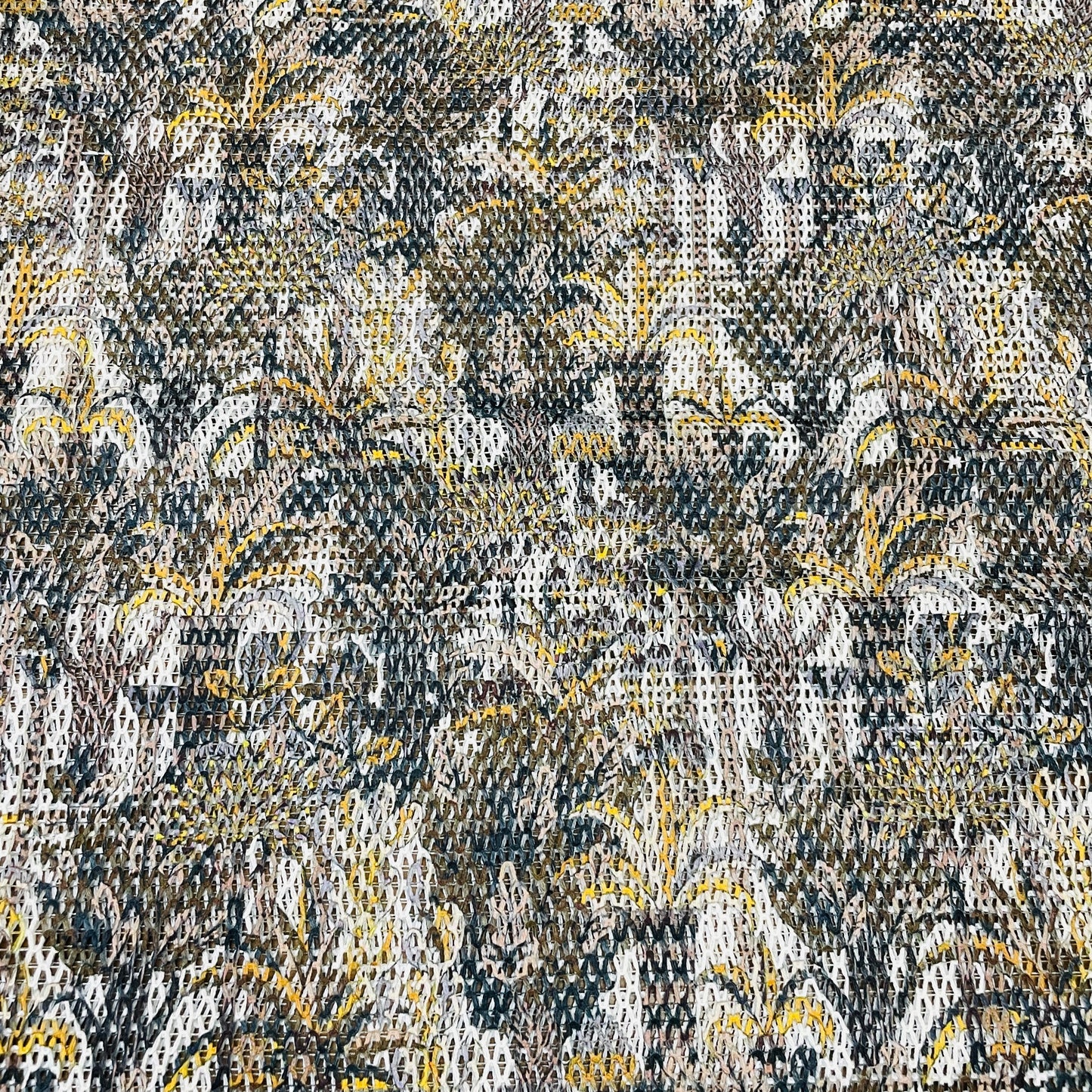 Premium  Brown Floral Print Cotton Crochet Fabric
