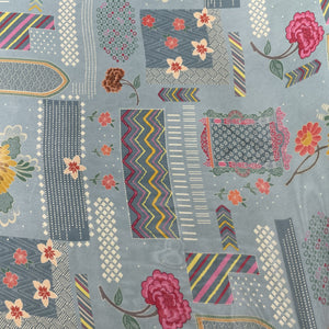 Premium Sage Green Multicolor Abstract Print Georgette Fabric