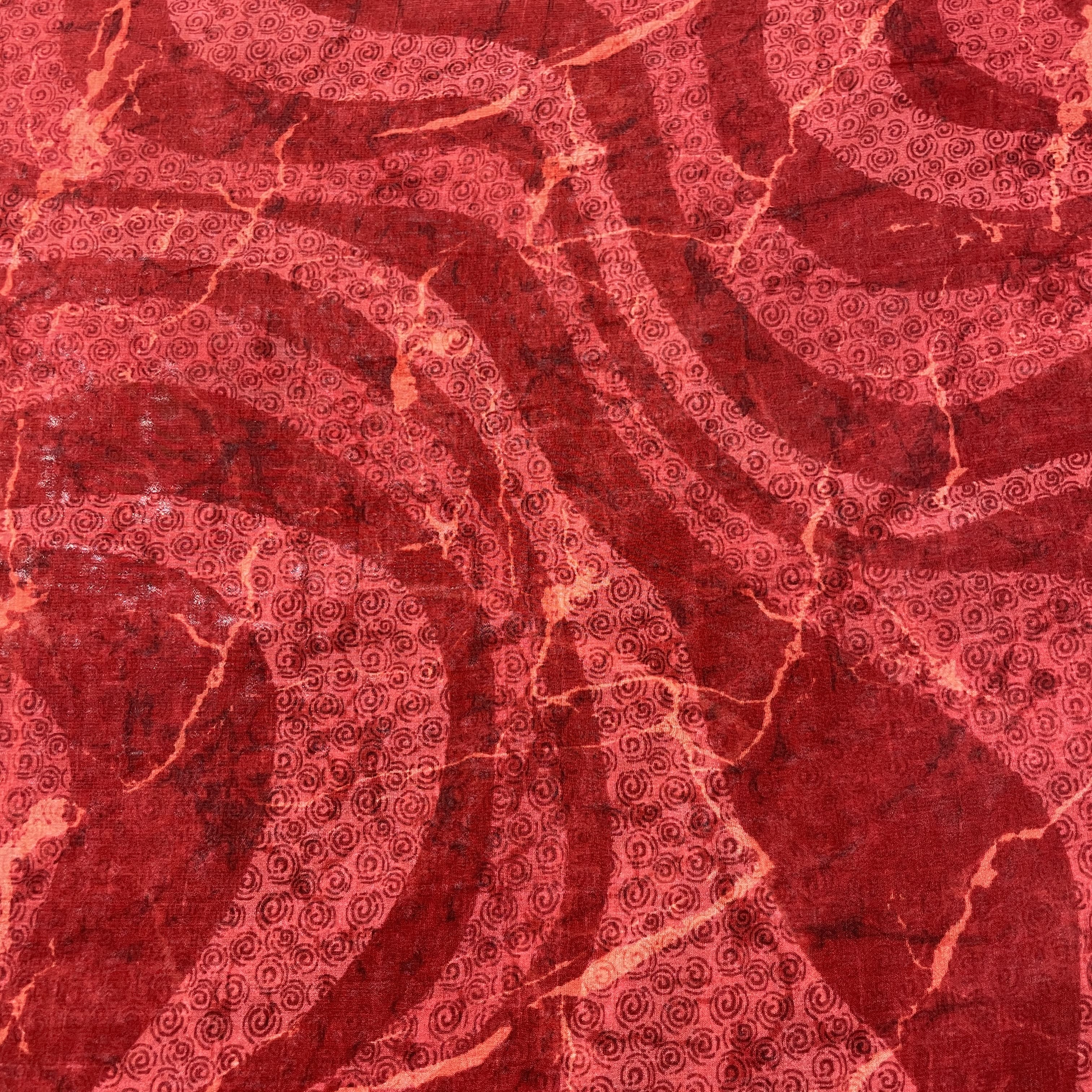 Maroon Abstract print Georgette Fabric