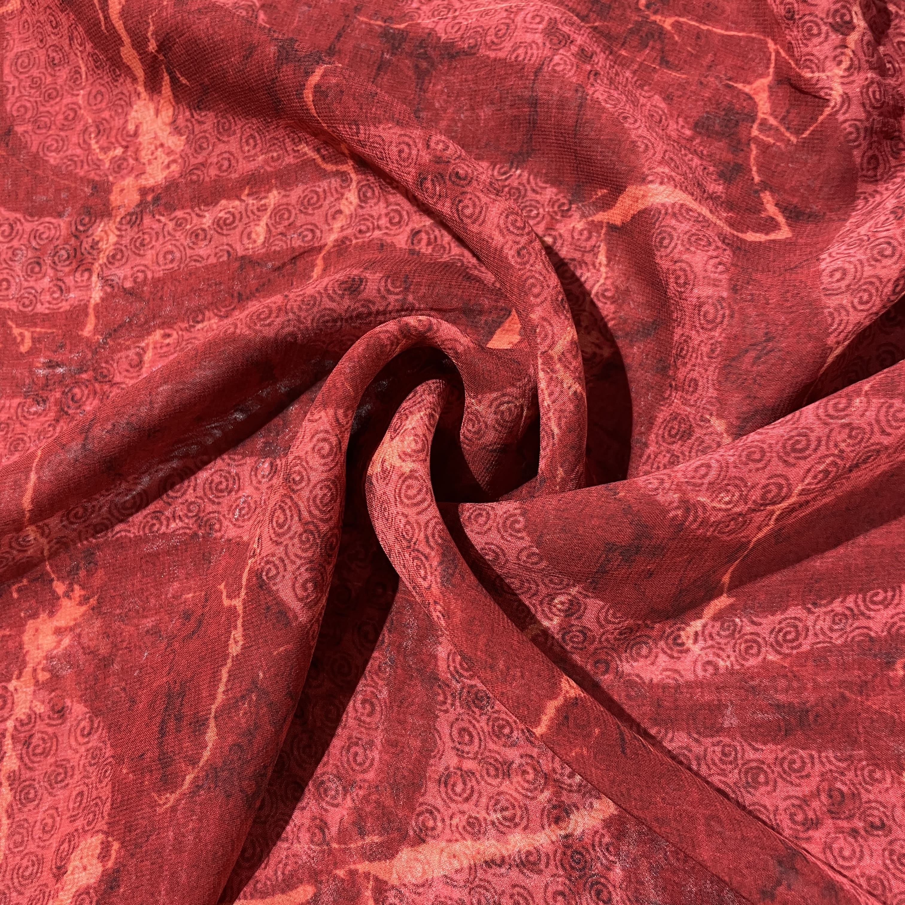 Maroon Abstract print Georgette Fabric