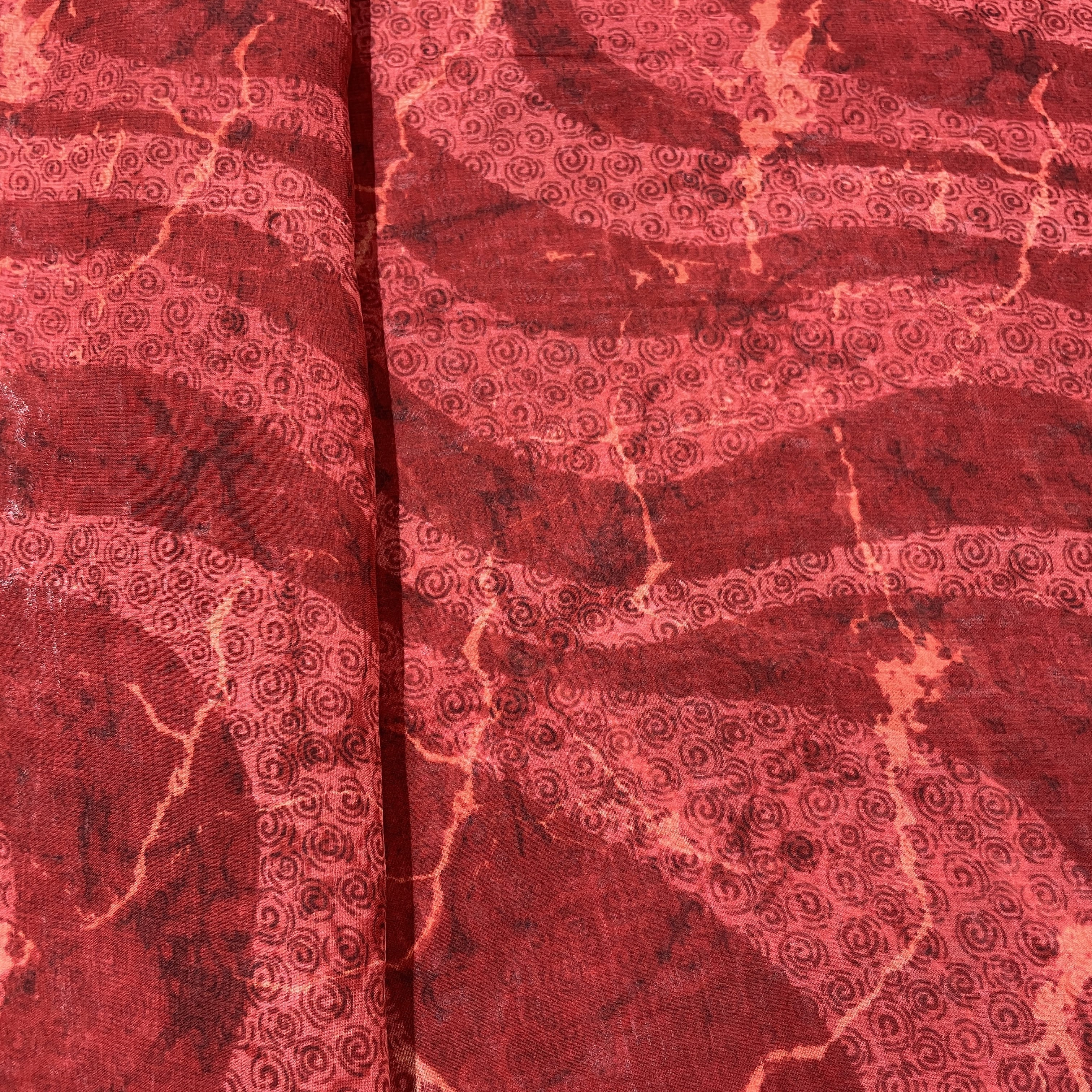 Maroon Abstract print Georgette Fabric