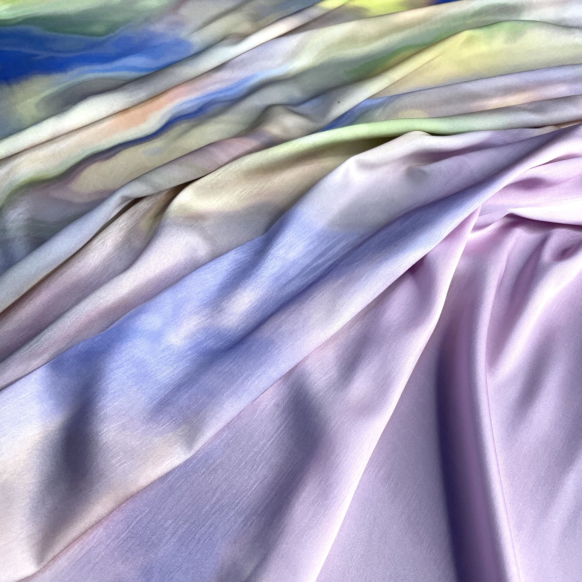 Exclusive Pink Multicolor Abstract Print Armani Satin Fabric