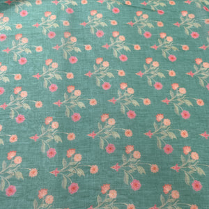 Premium Green Floral Print Georgette Fabric