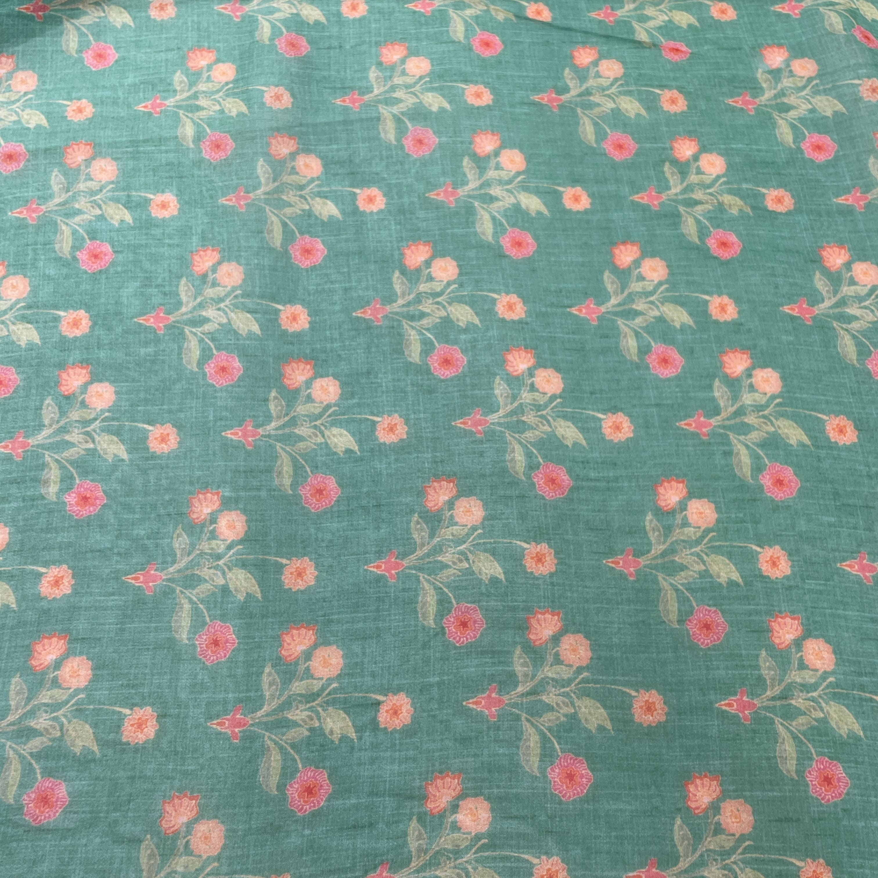 Premium Green Floral Print Georgette Fabric