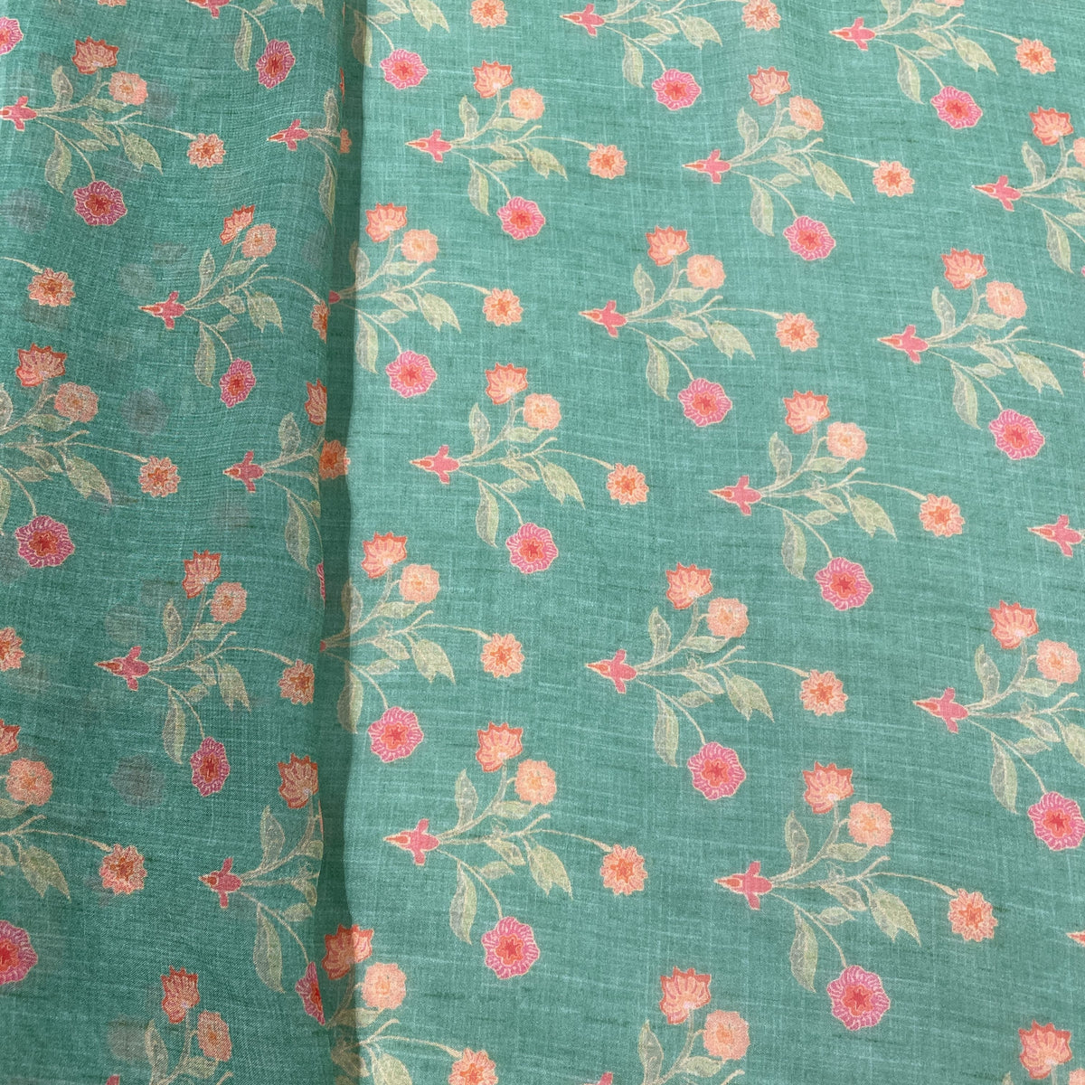 Premium Green Floral Print Georgette Fabric