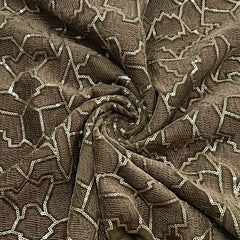 Classic Khaki Green Abstract Sequence Embroidery Velvet Fabric
