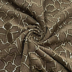 Classic Khaki Green Abstract Sequence Embroidery Velvet Fabric