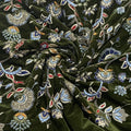 Classic Green Floral Sequins Embroidery Velvet Fabric