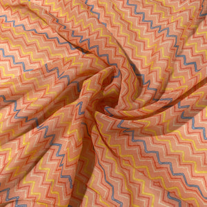 Orange Chivon Print Georgette Fabric