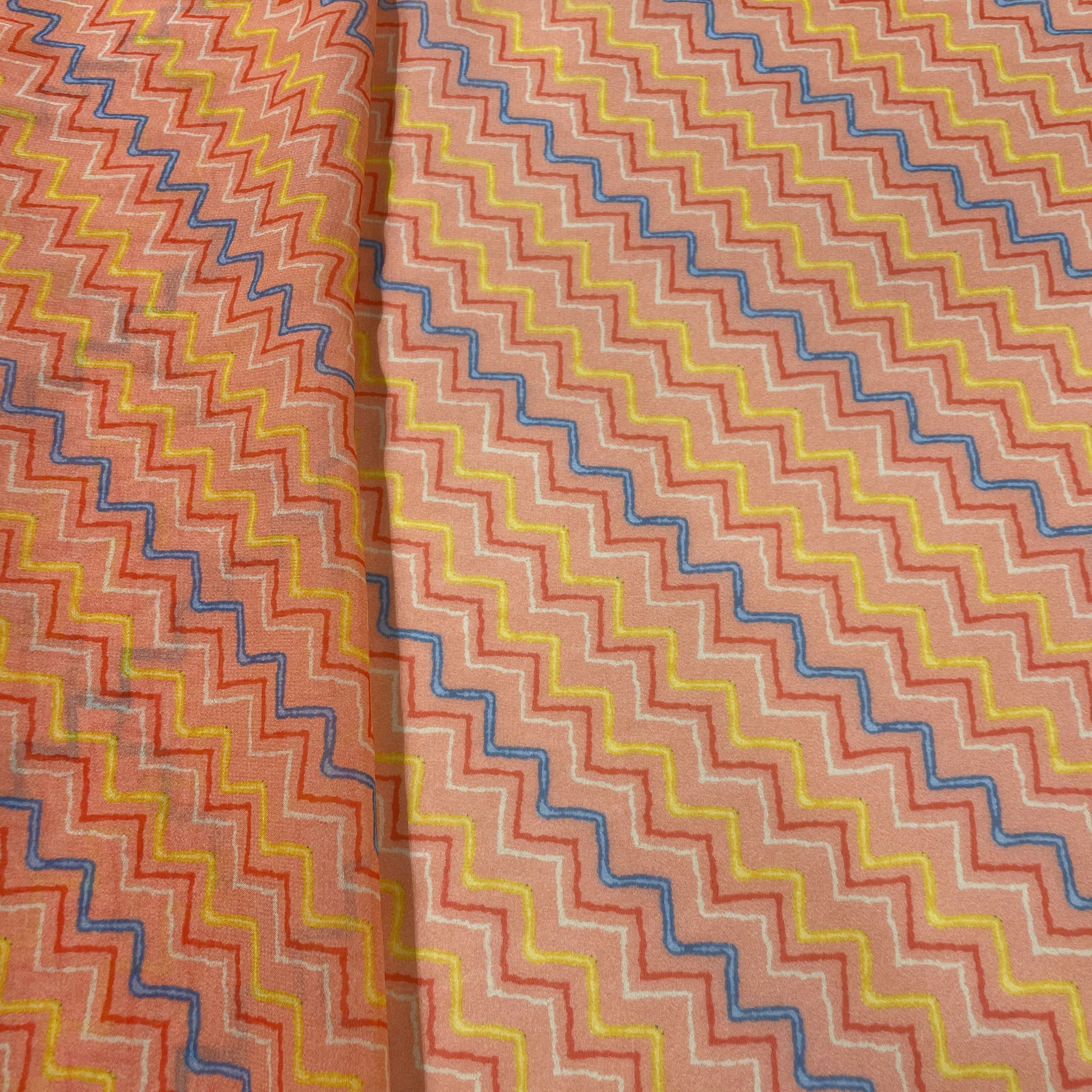 Orange Chivon Print Georgette Fabric