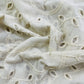 Premium  OffWhite Abstract Floral Thread Embroidery Cotton Schiffli Dyeable Fabric