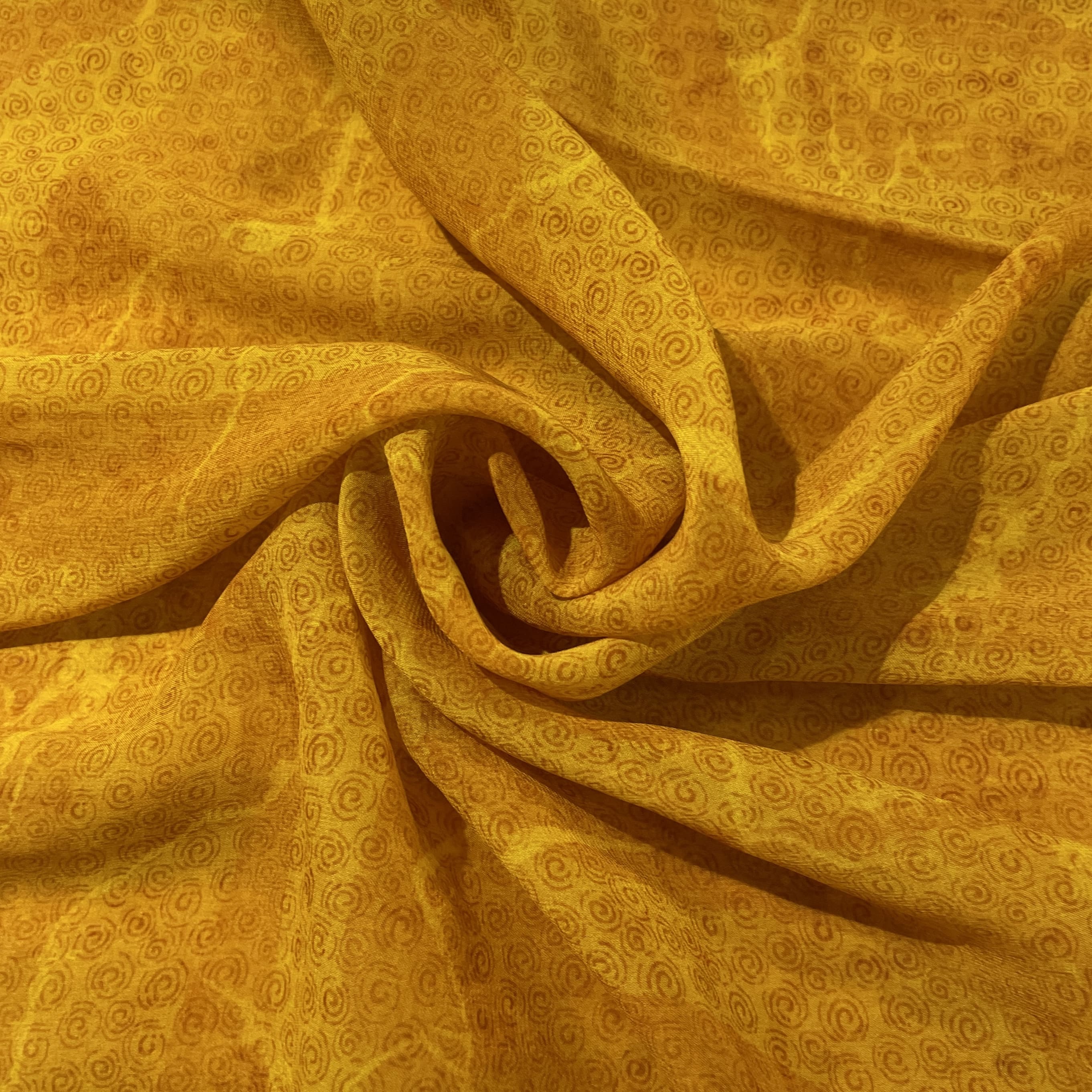 Mustard Yellow Abstract Print Georgette Fabric