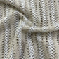 Premium  Cream Stripes Abstract Blended Cotton Crochet Fabric