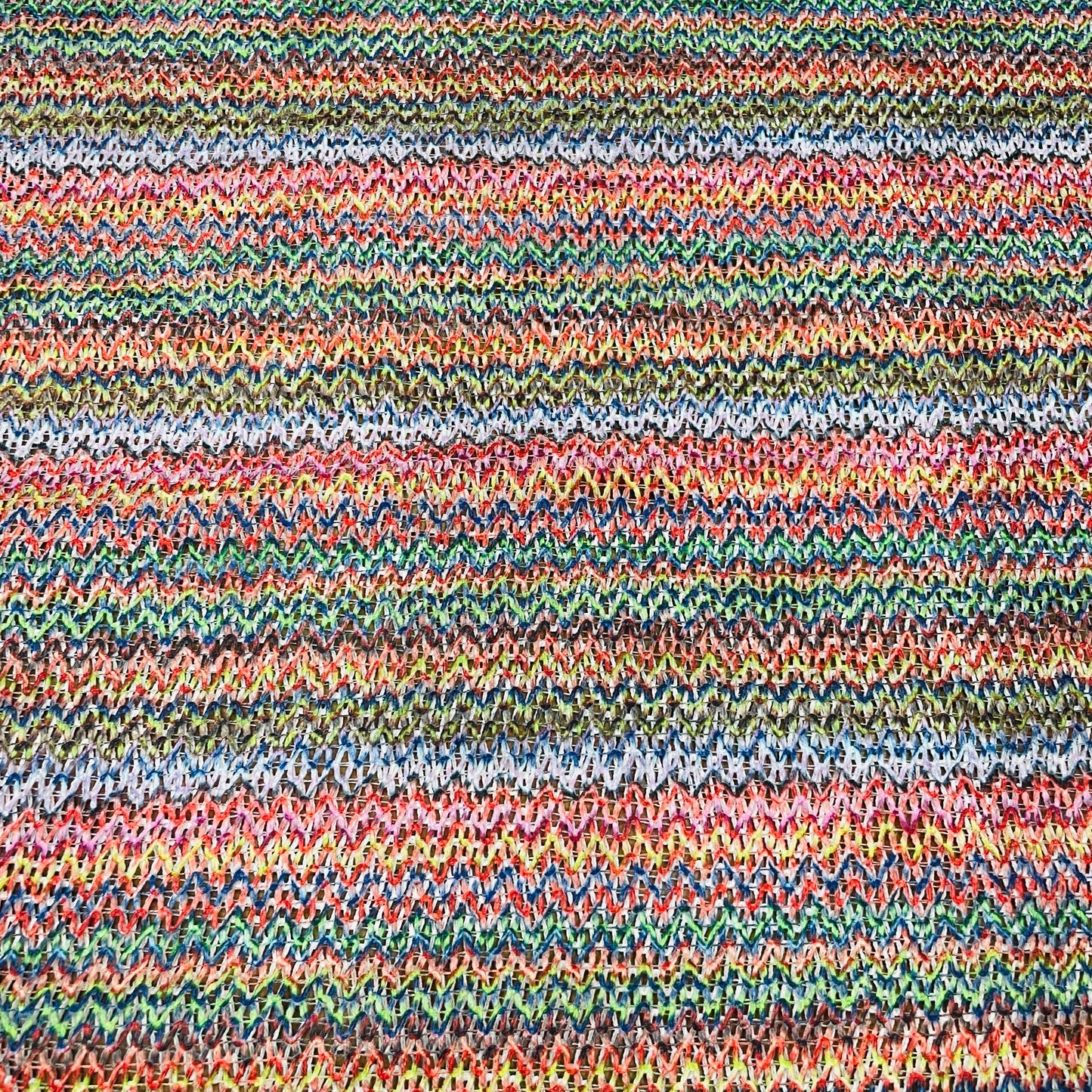 Premium  Multicolor Stripe Print Cotton Crochet Fabric