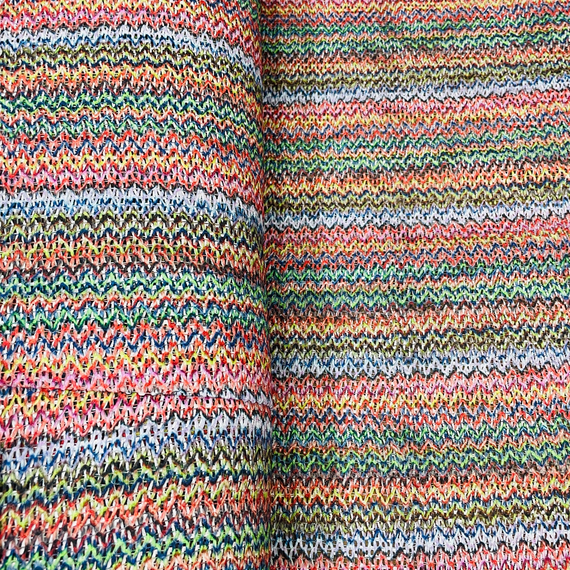 Premium  Multicolor Stripe Print Cotton Crochet Fabric