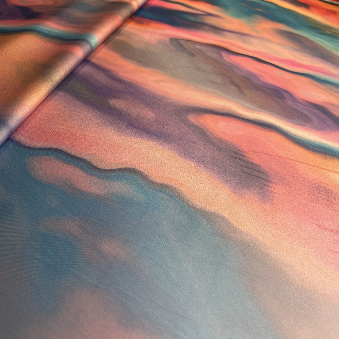 Exclusive Violet Multicolor Abstract Print Armani Satin Fabric