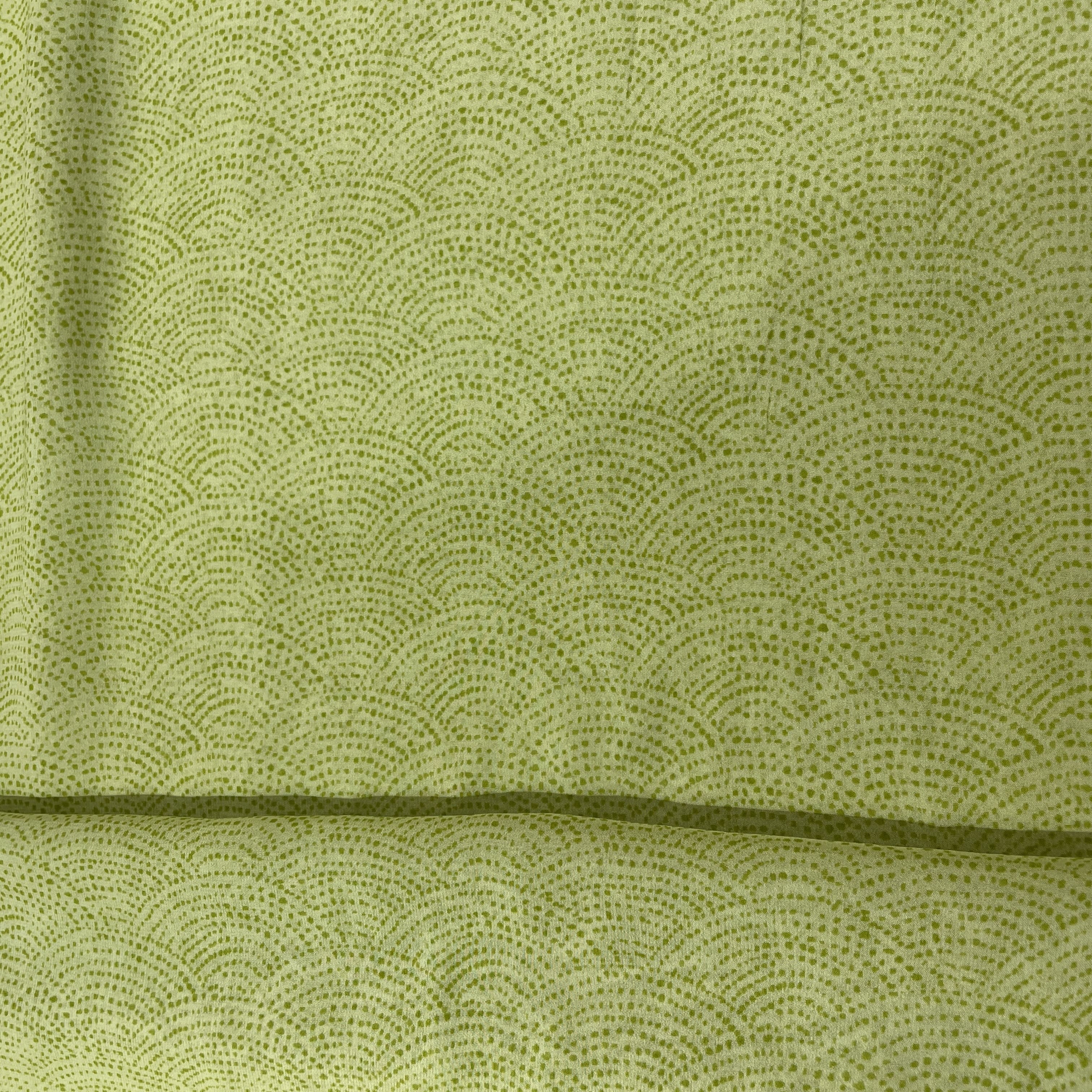 Light Green Polka Dot Abstract Print Georgette Fabric