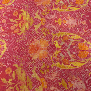 Pink Multicolor Traditional Print Georgette Fabric