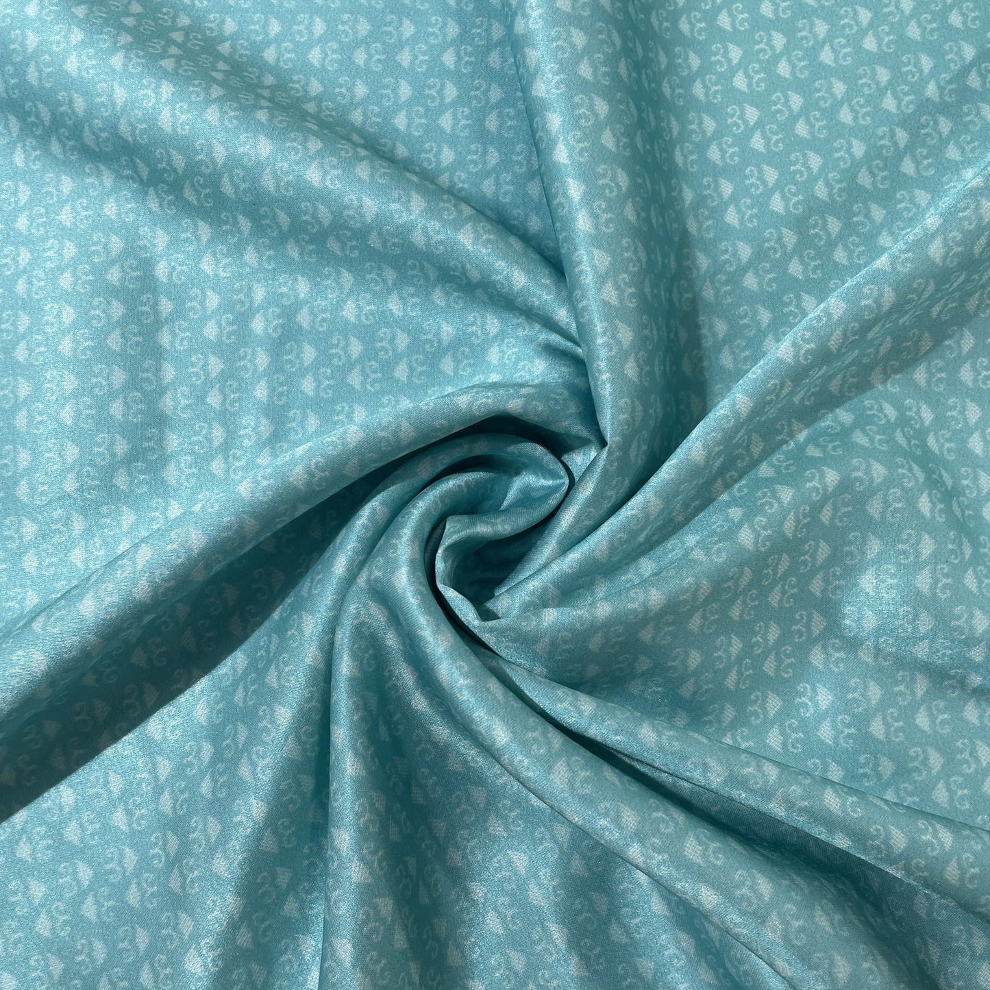 Sea Blue Geomatrical Print Modal Satin Fabric