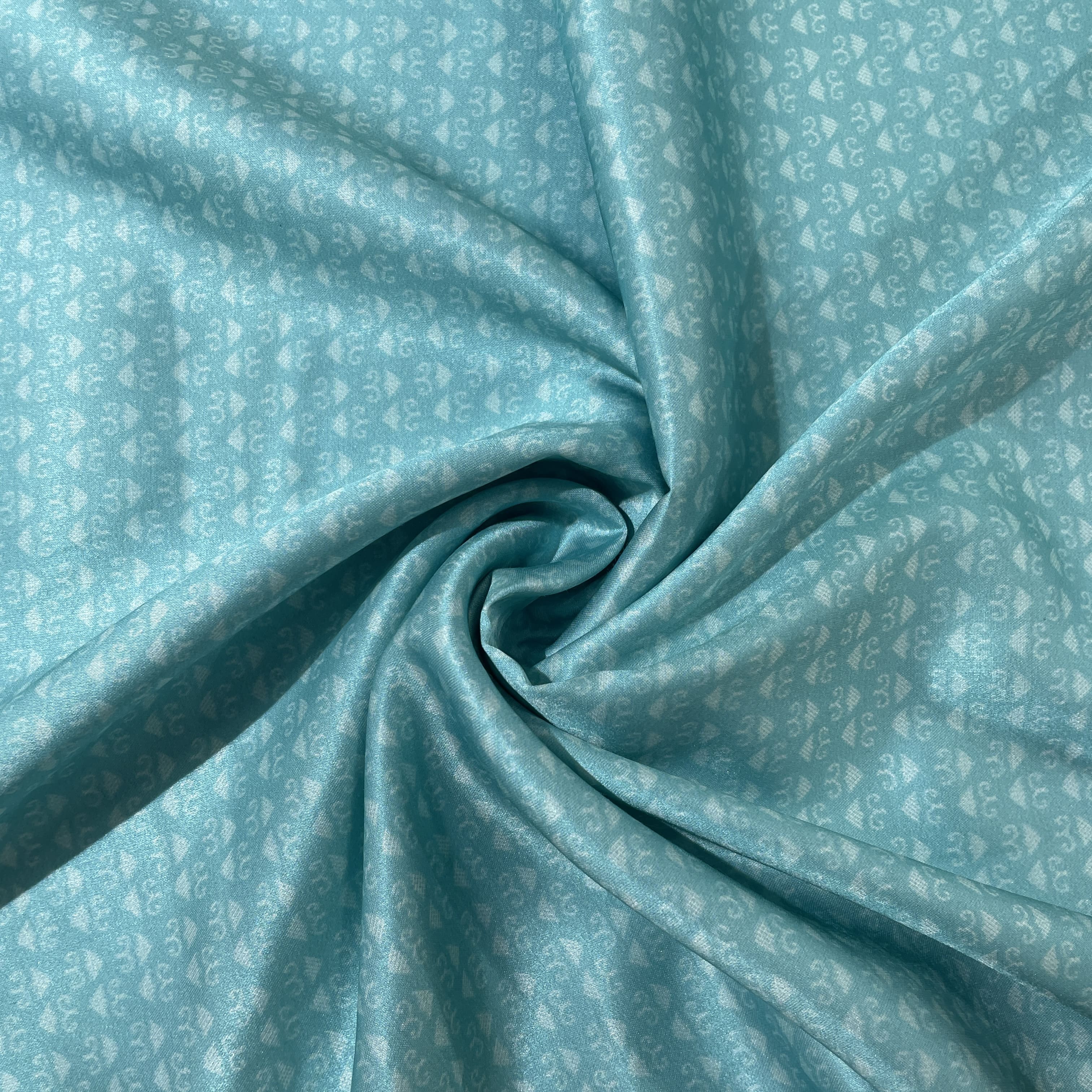 Sea Blue Geomatrical Print Modal Satin Fabric