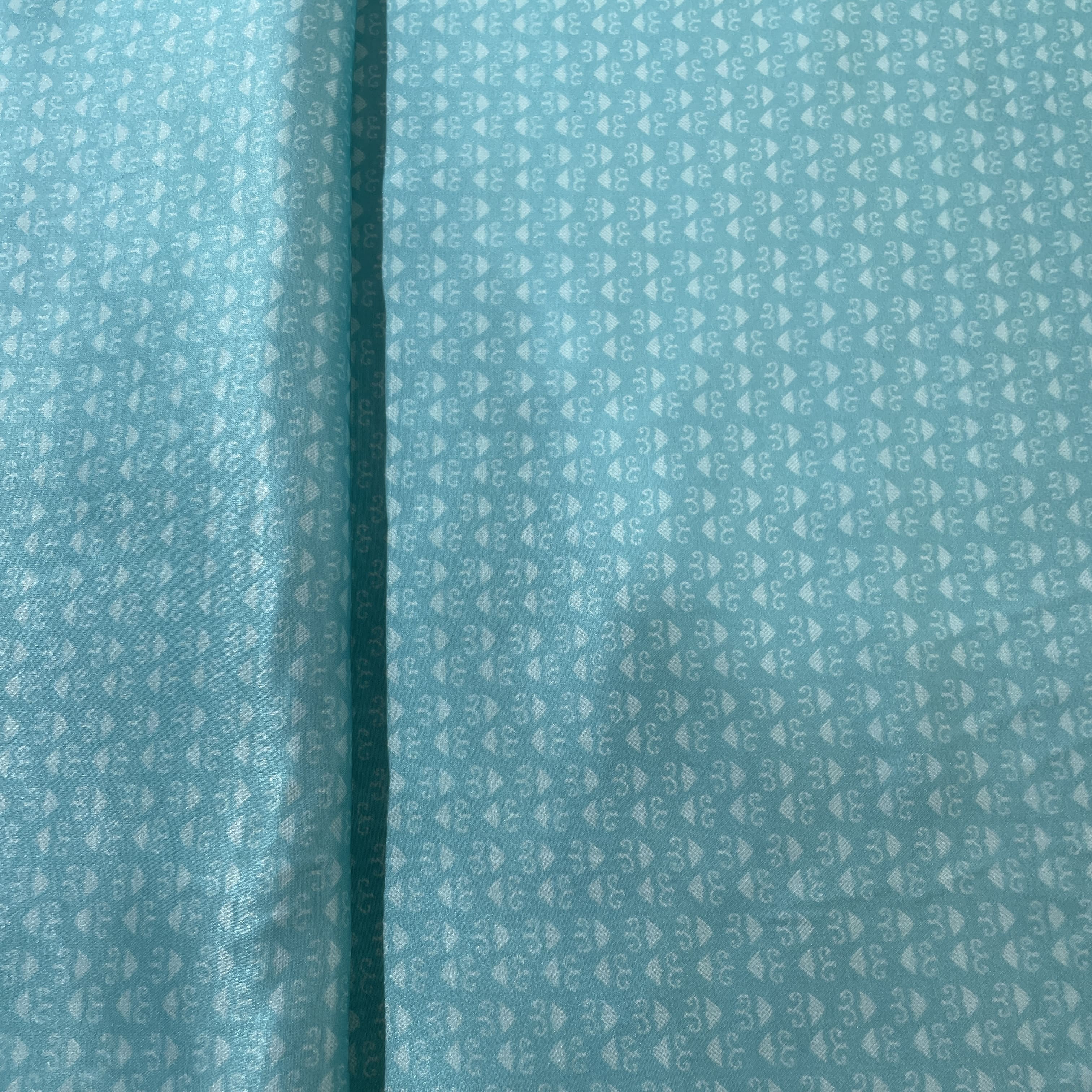 Sea Blue Geomatrical Print Modal Satin Fabric