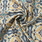 White Blue & Orange Traditional Print Modal Satin Fabric