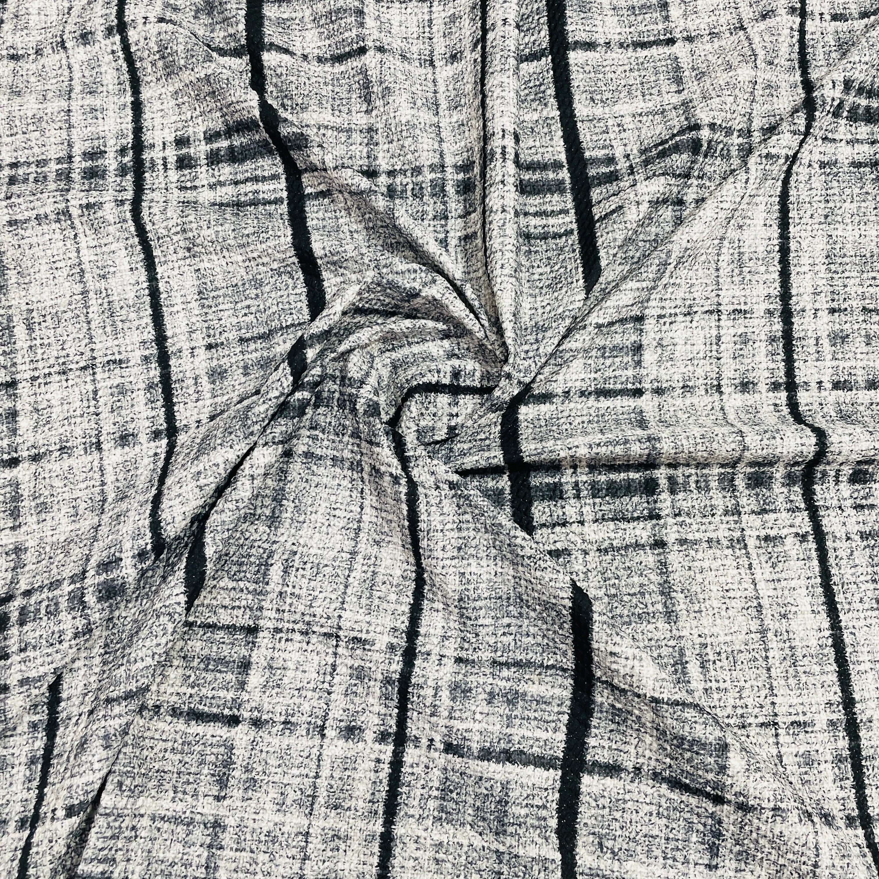 Black Embossed Satin Fabric - TradeUNO