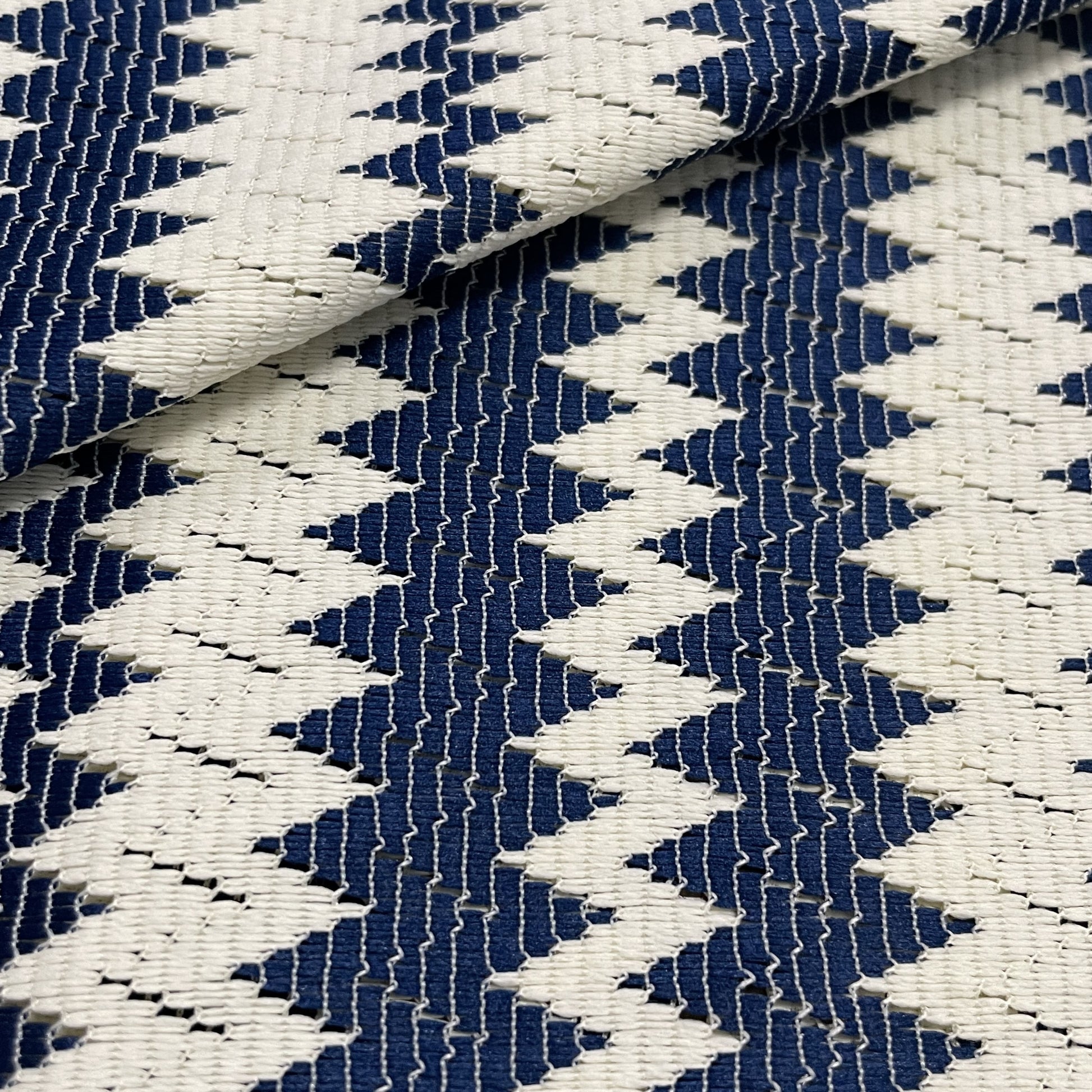 Premium  Blue Chevron Blended Cotton Crochet Fabric