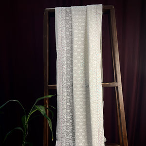 Premium  White Heavy Thread Sequins Embroidery  Georgette Dupatta