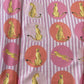 Pink & Stripe Print Japan Satin Fabric