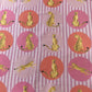 Pink & Stripe Print Japan Satin Fabric