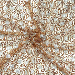 classic orange silver pearl sequence embroidery net fabric