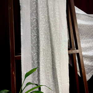 Premium  White Abstract Thread Sequins Embroidery  Georgette Dupatta