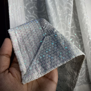 Premium  White Abstract Thread Sequins Embroidery  Georgette Dupatta