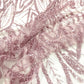 Classic Pink Leaves Pearl Sequence Embroidery Net Fabric