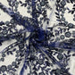 Classic Blue Floral Sequins Handwork Embroidery Net Fabric