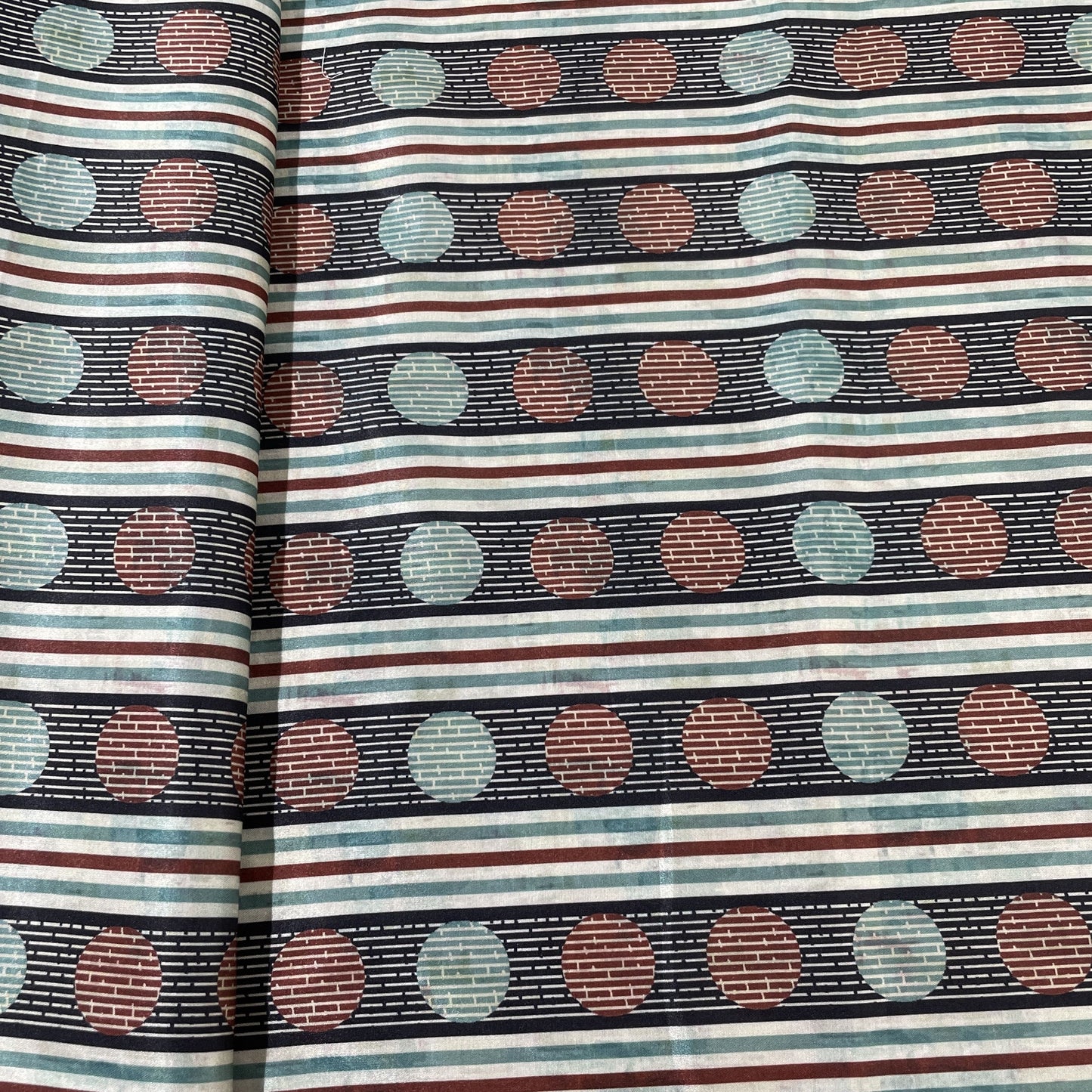 Dark Green Multicolor Print Modal Satin Fabric