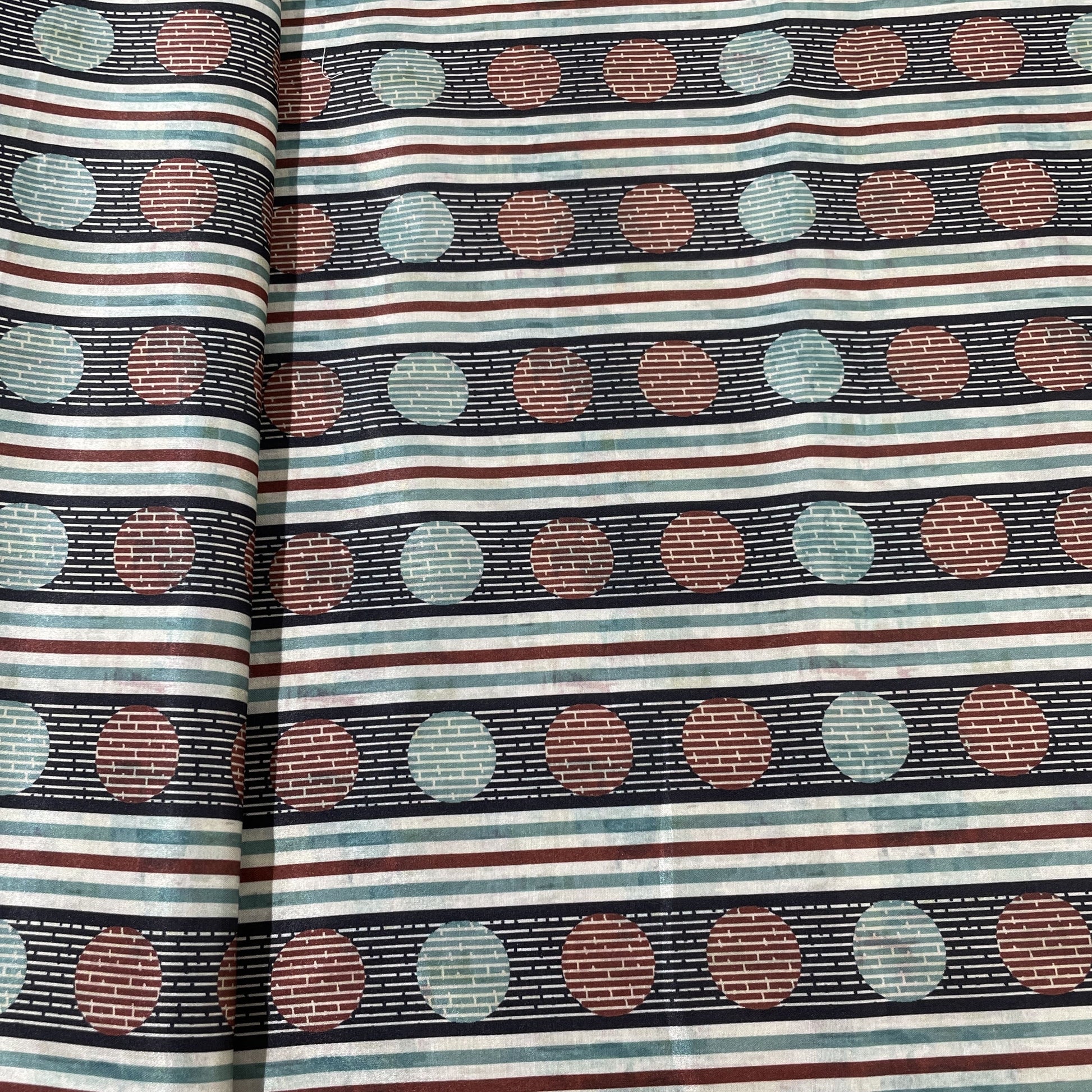 Dark Green Multicolor Print Modal Satin Fabric