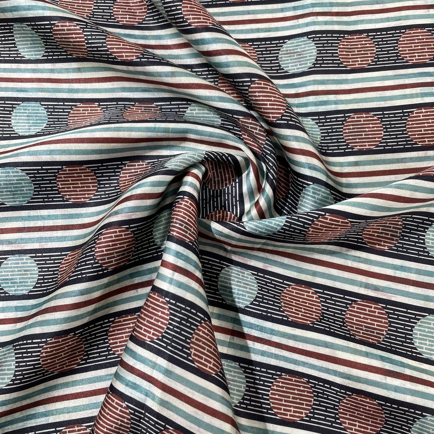 Dark Green Multicolor Print Modal Satin Fabric