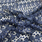 Classic Blue Floral Pearl Embroidery Crochet Fabric 