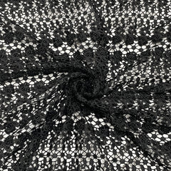 Classic Black Floral Pearl Embroidery Chantilly Net Fabric