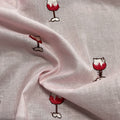 Pink Quirky Thread Embroidery Cotton Fabric
