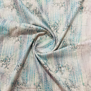 Green Floral Digital Print Embroidery Cotton Fabric - TradeUNO