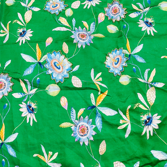 Dark Blue Solid Satin Organza Fabric