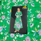 Green Floral Hand Embroidery Modal Satin Fabric - TradeUNO