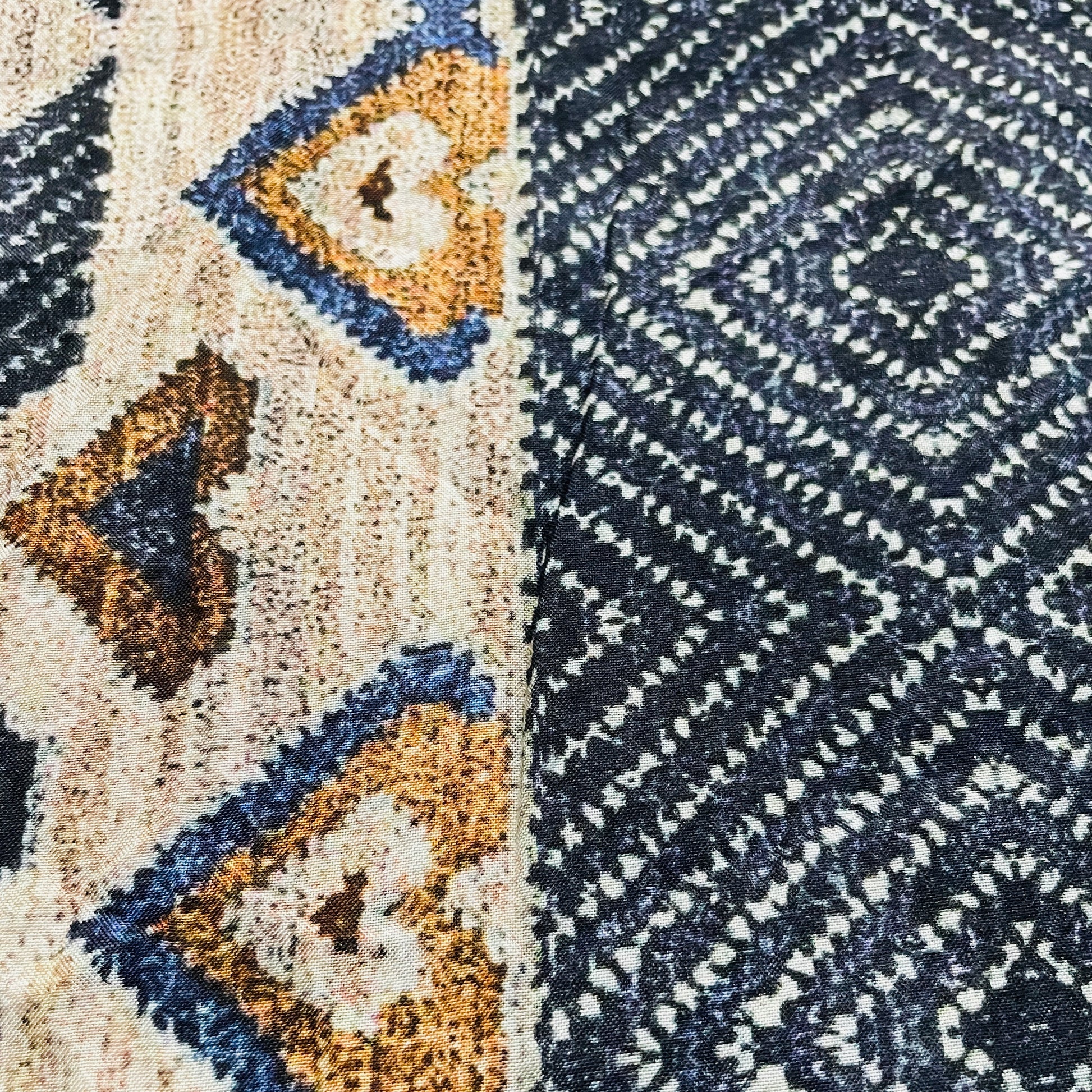 Premium Blue Multicolor Geometrical Print Muslin Fabric